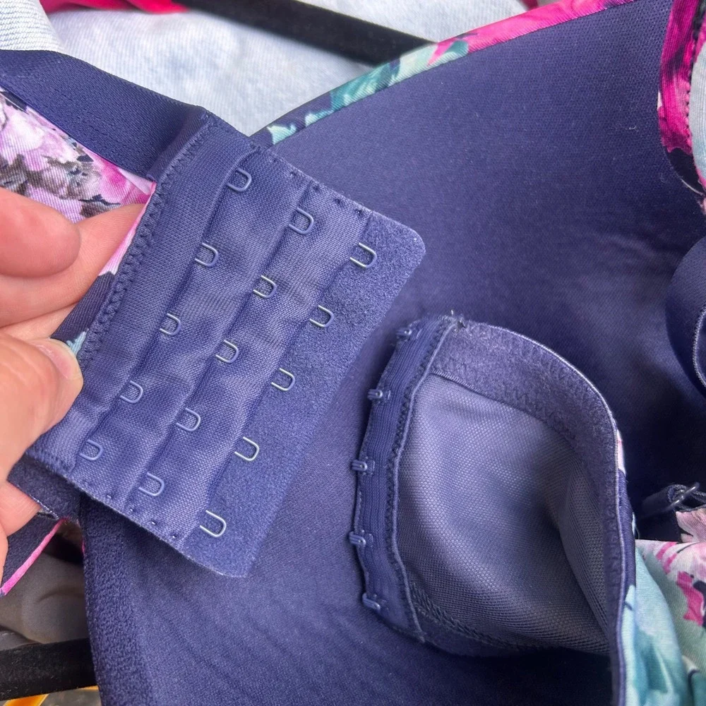 Lane Bryant Cacique Floral Lightly Lined Full Coverage‎ Bra 42H Navy Underwire